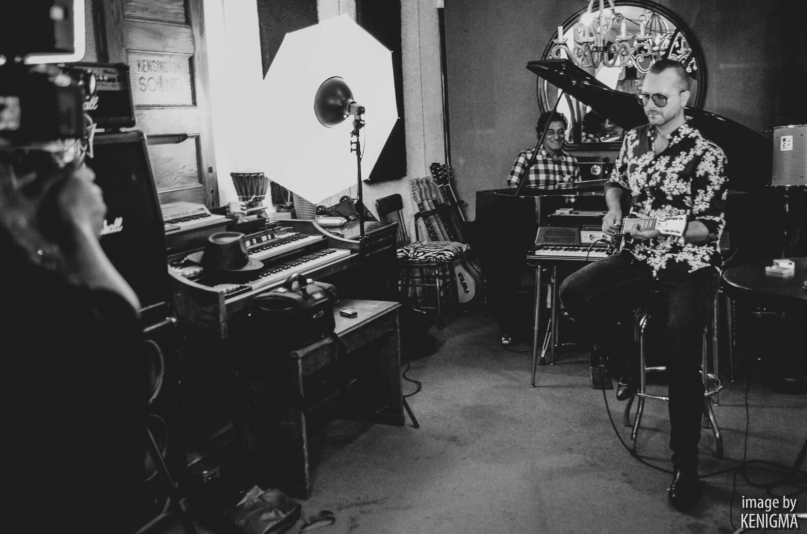 KS founder Vezi on piano with producer Ben Pelchat on guitar.